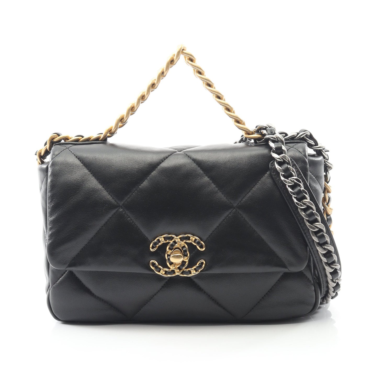 19 ディズヌフ マトラッセ チェーンショルダーバッグ ラムスキン ブラック コンビ金具 2WAY シャネル バッグ CHANEL