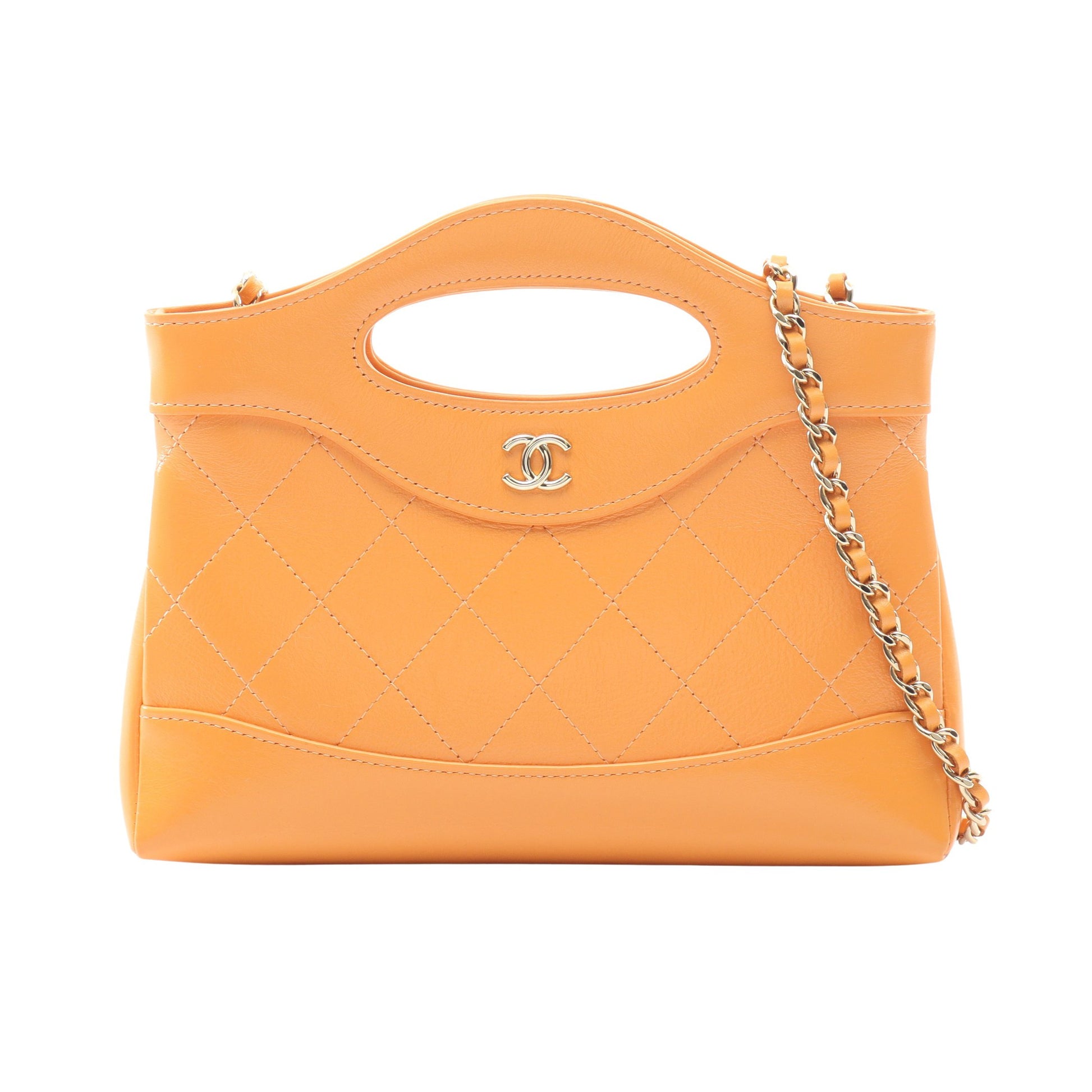 シャネル31 ナノ チェーンショルダーバッグ レザー オレンジ ゴールド金具 シャネル バッグ CHANEL