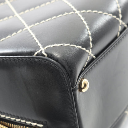 ワイルドステッチ ハンドバッグ レザー ブラック ゴールド金具 シャネル バッグ CHANEL