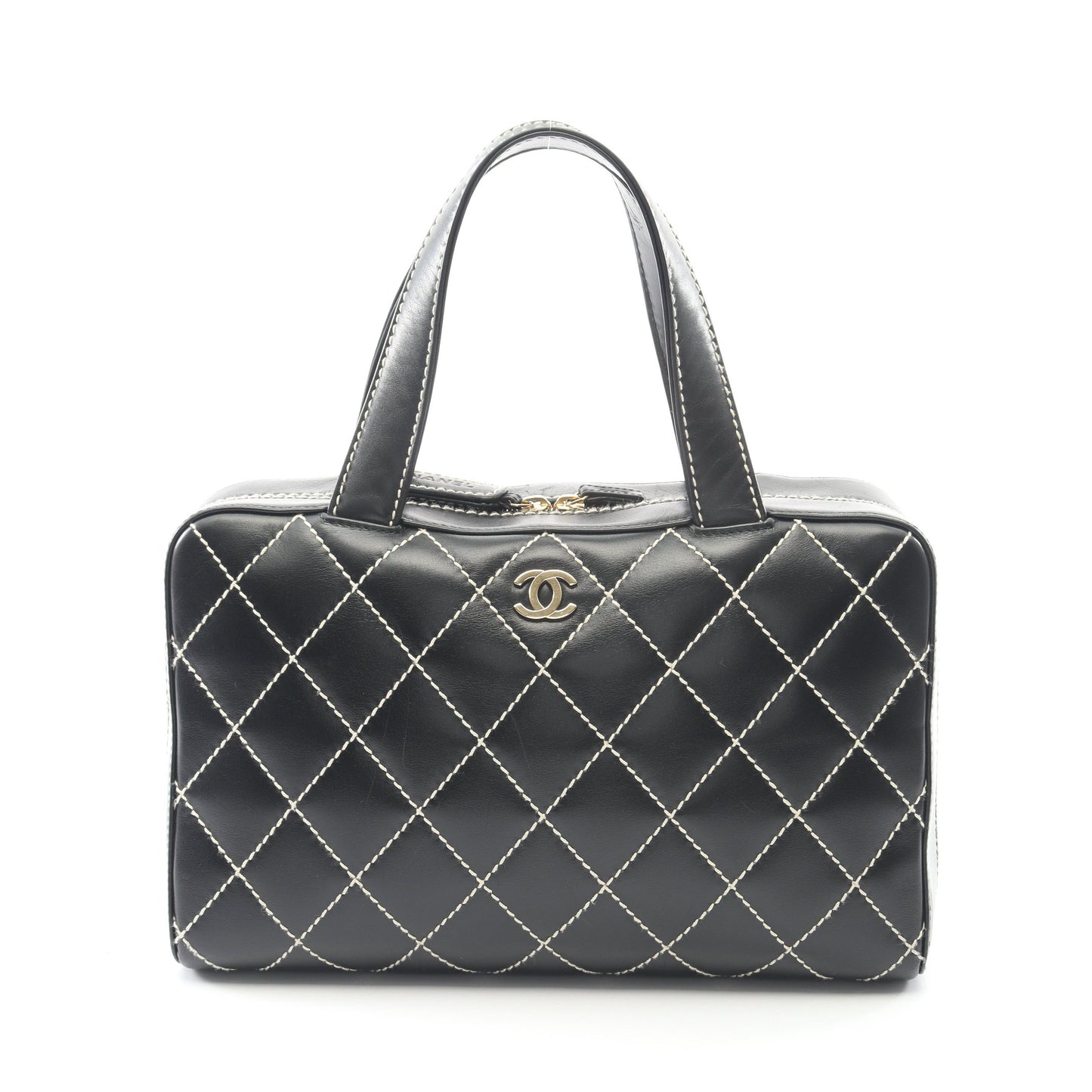 ワイルドステッチ ハンドバッグ レザー ブラック ゴールド金具 シャネル バッグ CHANEL