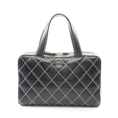 ワイルドステッチ ハンドバッグ レザー ブラック ゴールド金具 シャネル バッグ CHANEL