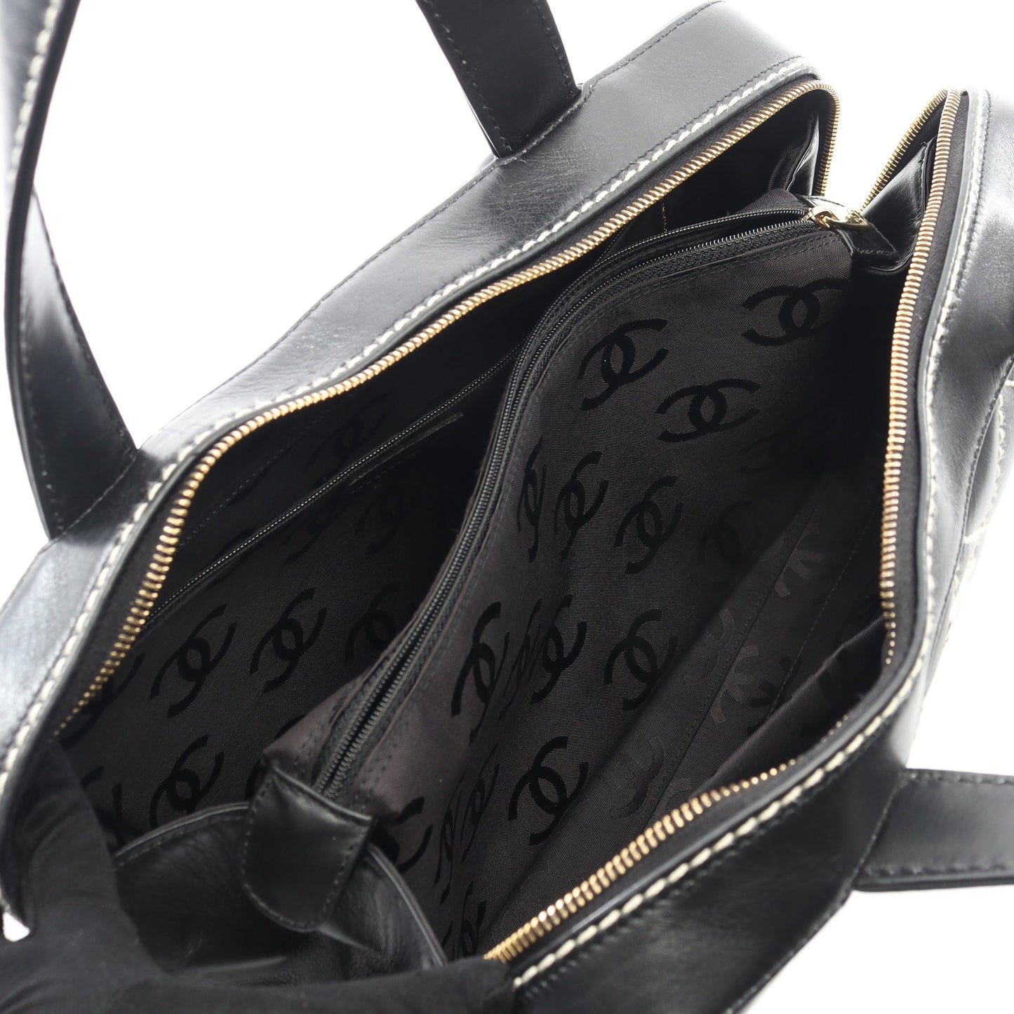 ワイルドステッチ ハンドバッグ レザー ブラック ゴールド金具 シャネル バッグ CHANEL