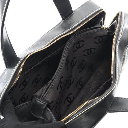 ワイルドステッチ ハンドバッグ レザー ブラック ゴールド金具 シャネル バッグ CHANEL