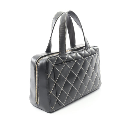 ワイルドステッチ ハンドバッグ レザー ブラック ゴールド金具 シャネル バッグ CHANEL