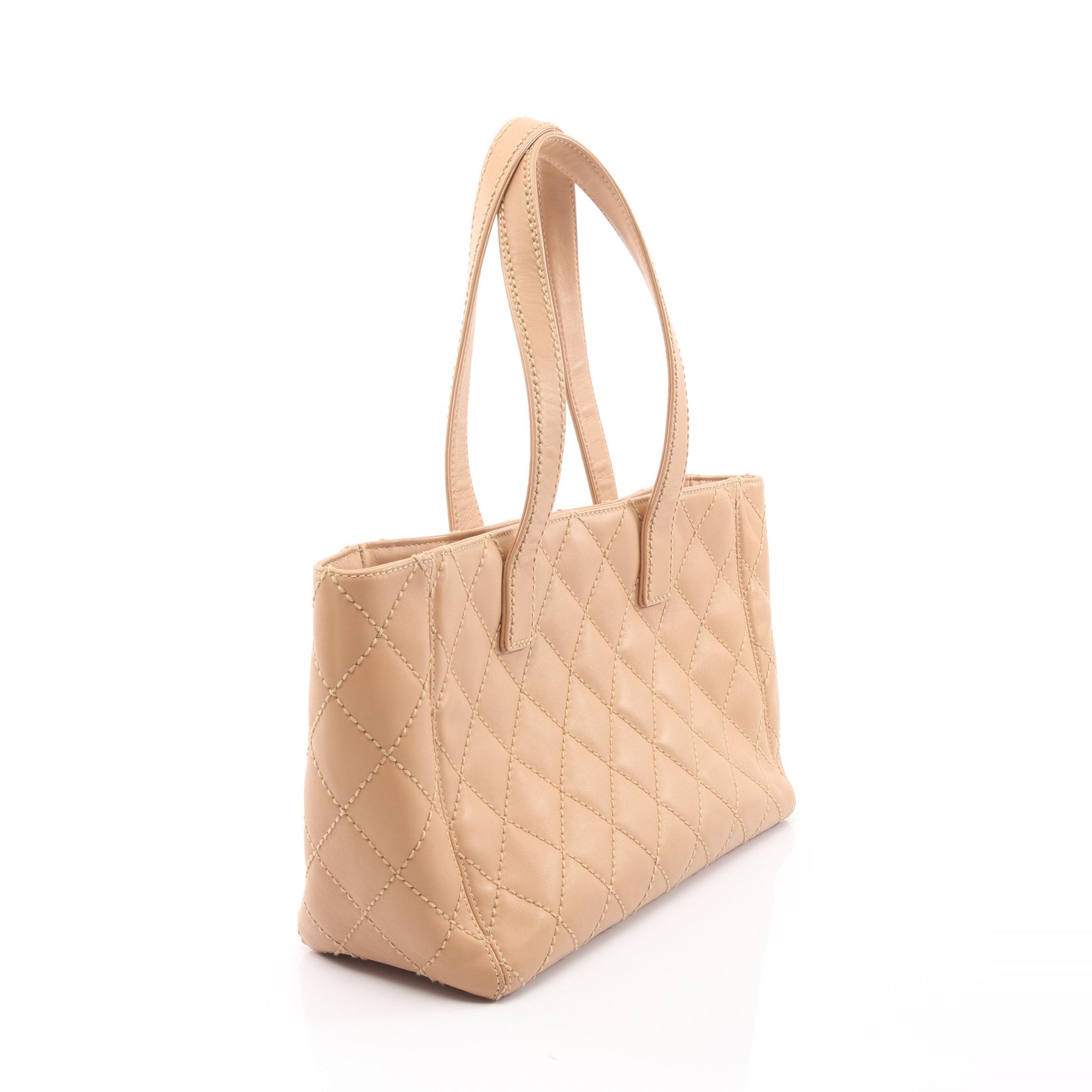 ワイルドステッチ ショルダーバッグ トートバッグ ハンドバッグ トートバッグ レザー ベージュ ゴールド金具 シャネル バッグ CHANEL