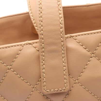 ワイルドステッチ ショルダーバッグ トートバッグ ハンドバッグ トートバッグ レザー ベージュ ゴールド金具 シャネル バッグ CHANEL