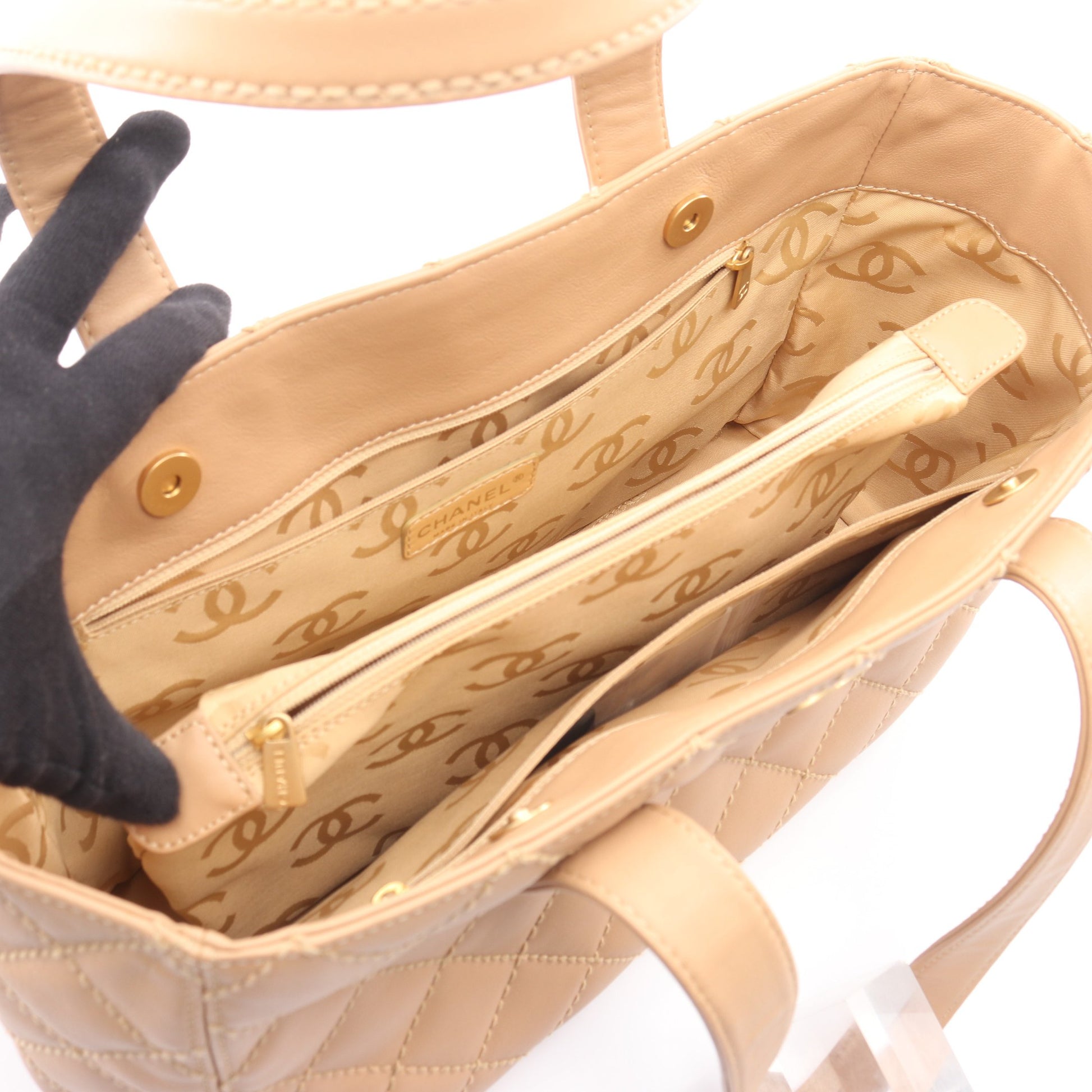 ワイルドステッチ ショルダーバッグ トートバッグ ハンドバッグ トートバッグ レザー ベージュ ゴールド金具 シャネル バッグ CHANEL