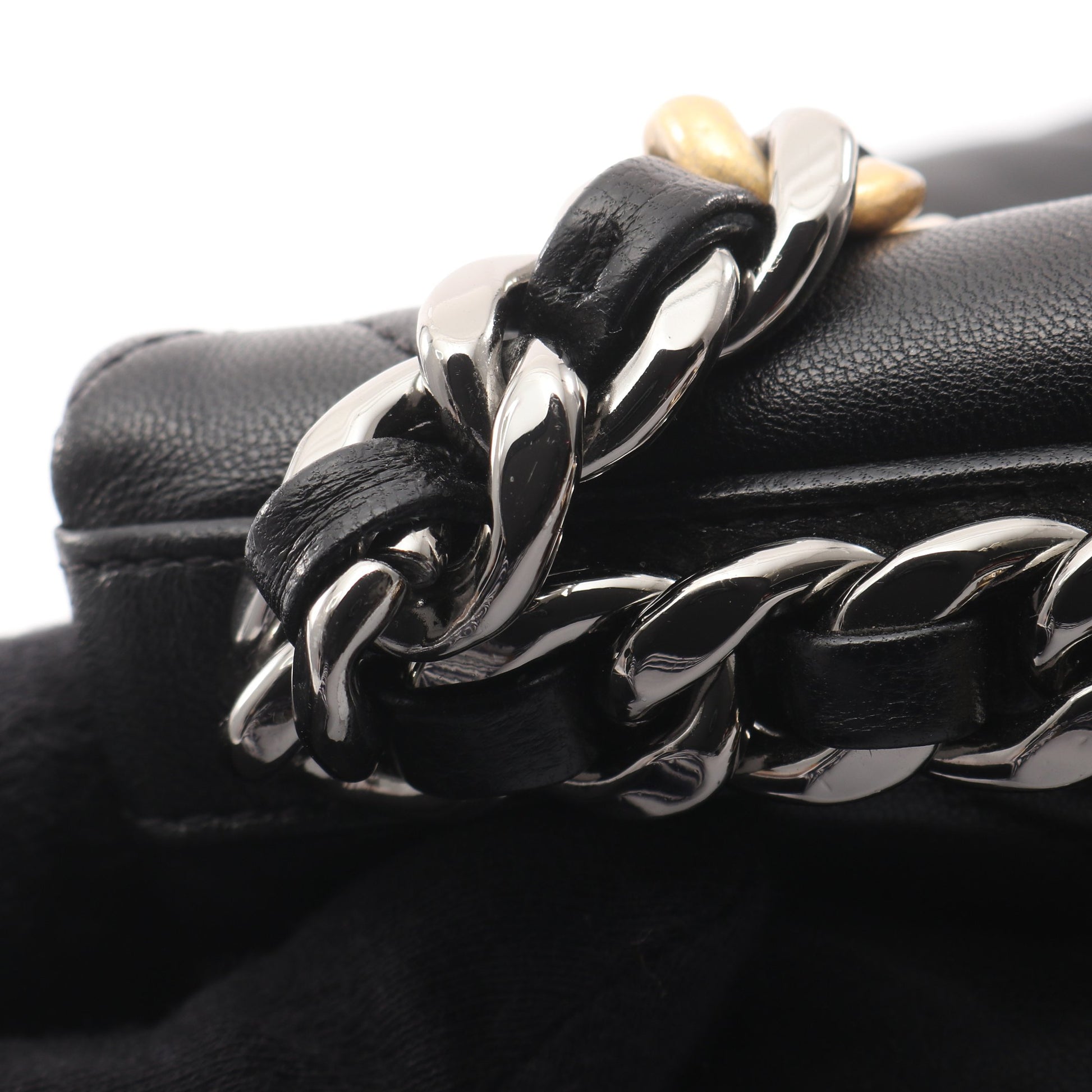 19 ディズヌフ マキシ チェーンショルダーバッグ ラムスキン ブラック コンビ金具 2WAY シャネル バッグ CHANEL
