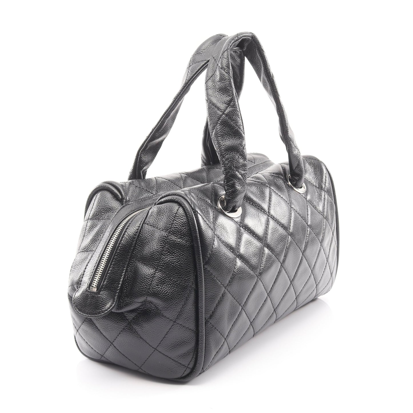 マトラッセ デカココマーク ハンドバッグ ミニボストンバッグ キャビアスキン ブラック シルバー金具 シャネル バッグ CHANEL