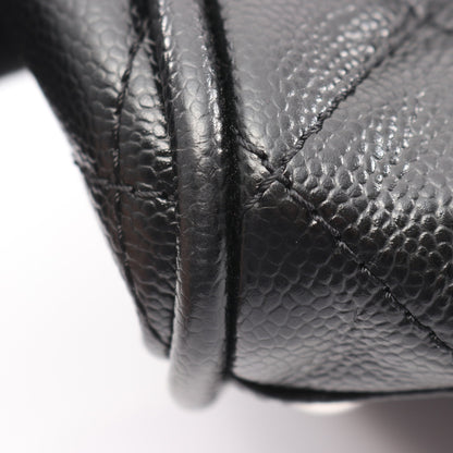 マトラッセ デカココマーク ハンドバッグ ミニボストンバッグ キャビアスキン ブラック シルバー金具 シャネル バッグ CHANEL