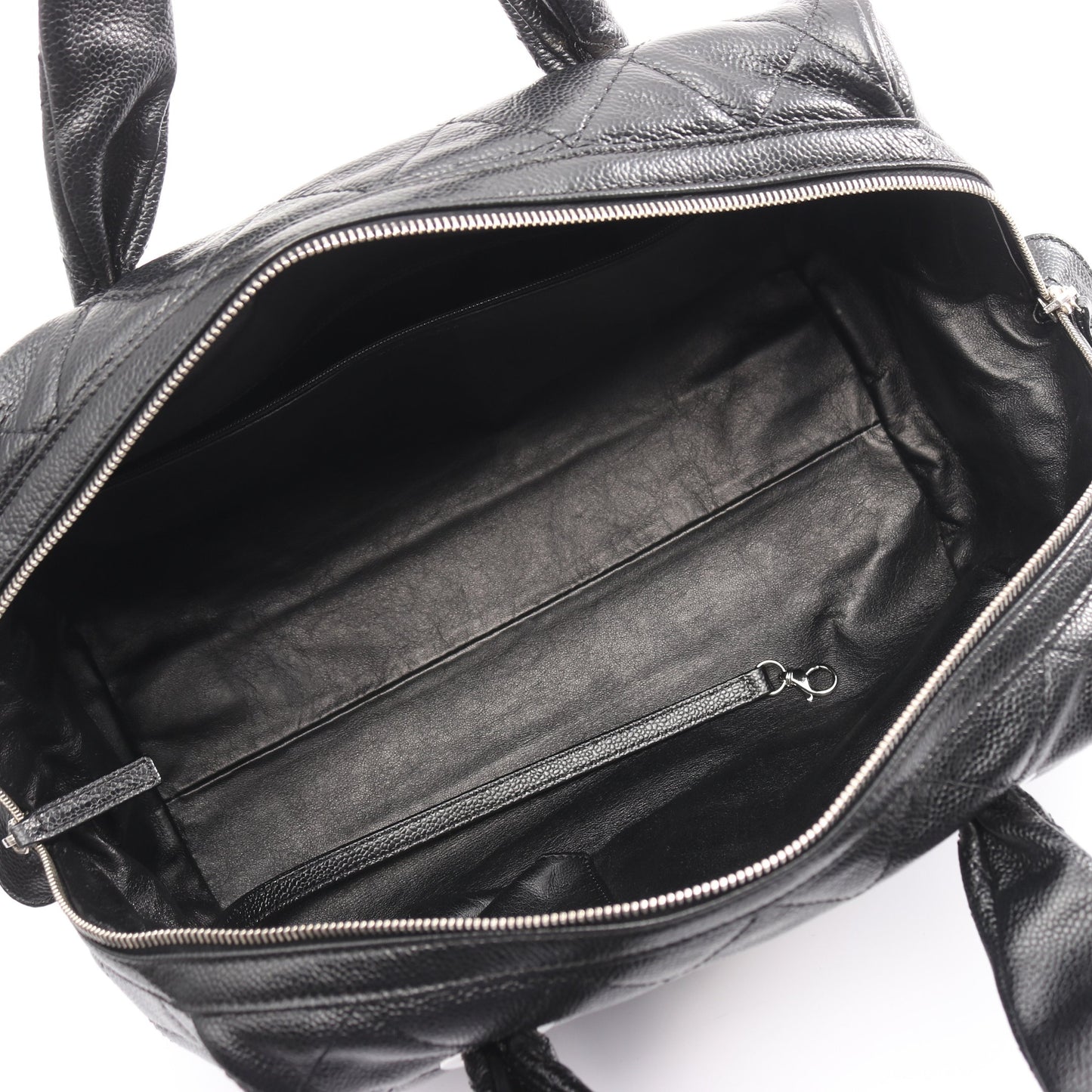 マトラッセ デカココマーク ハンドバッグ ミニボストンバッグ キャビアスキン ブラック シルバー金具 シャネル バッグ CHANEL