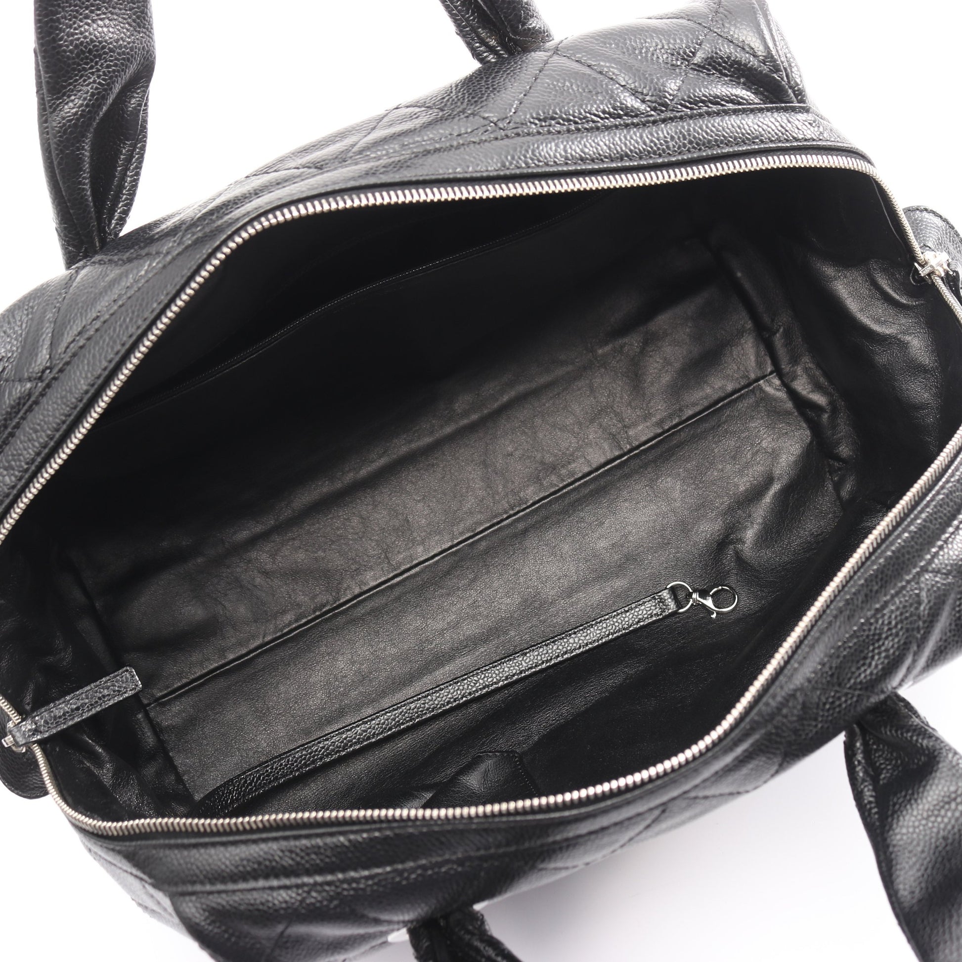 マトラッセ デカココマーク ハンドバッグ ミニボストンバッグ キャビアスキン ブラック シルバー金具 シャネル バッグ CHANEL