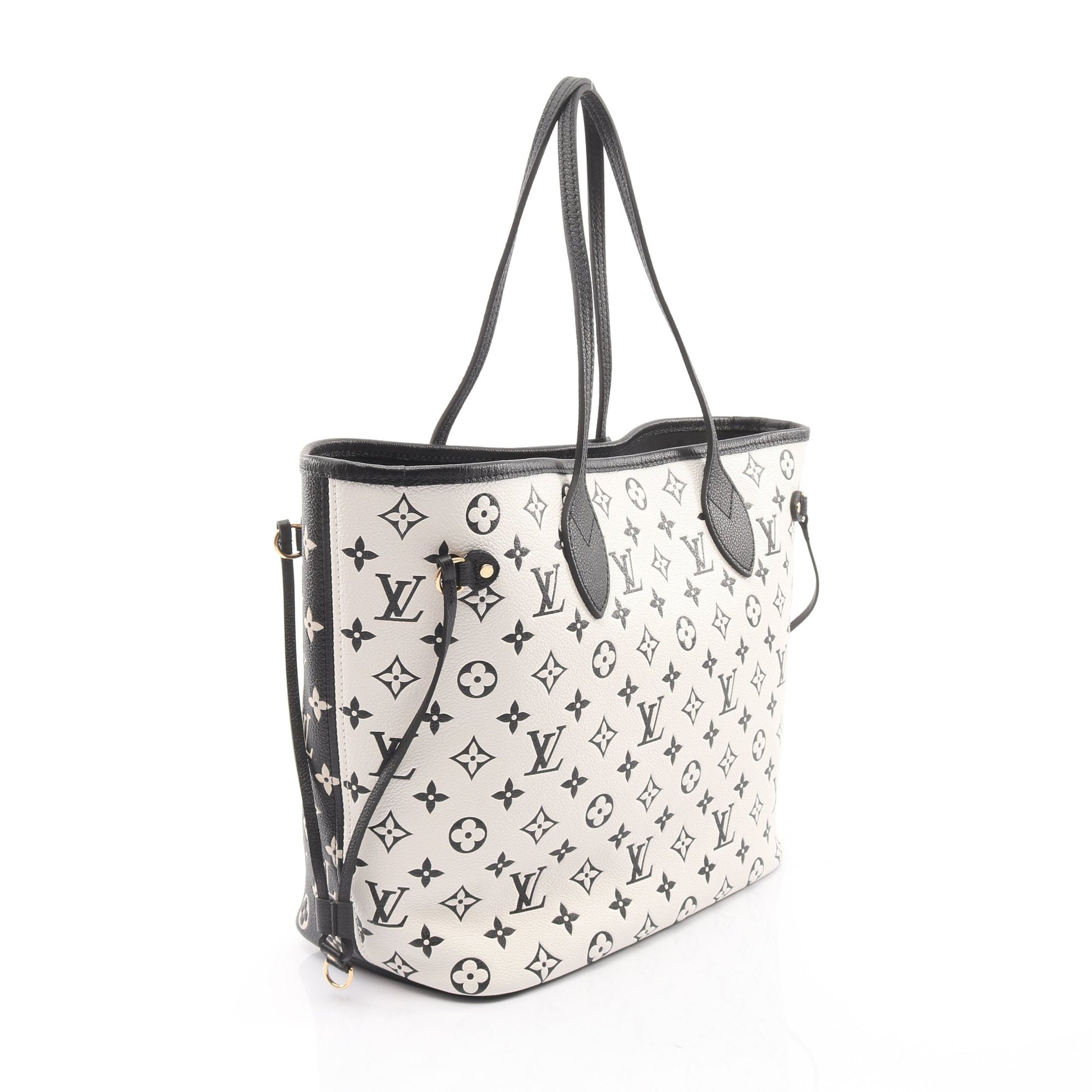 ネヴァーフル MM モノグラムアンプラント ショルダーバッグ トートバッグ レザー ブラック ホワイト ルイヴィトン バッグ LOUIS VUITTON