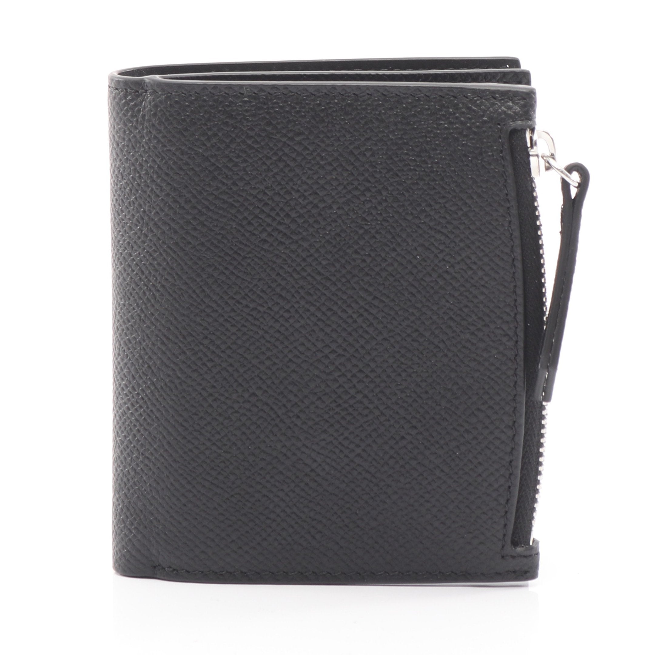 4ステッチ フリップフラップ ウォレット 二つ折り財布 レザー ブラック