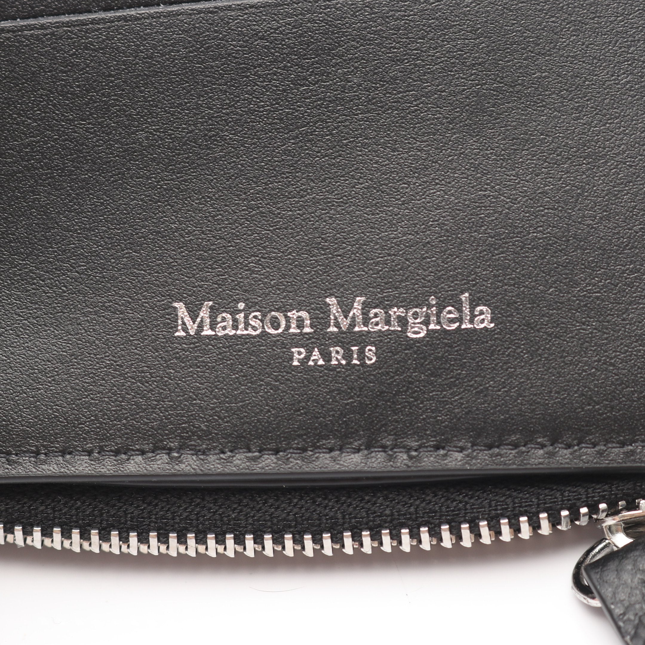 4ステッチ フリップフラップ ウォレット 二つ折り財布 レザー ブラック