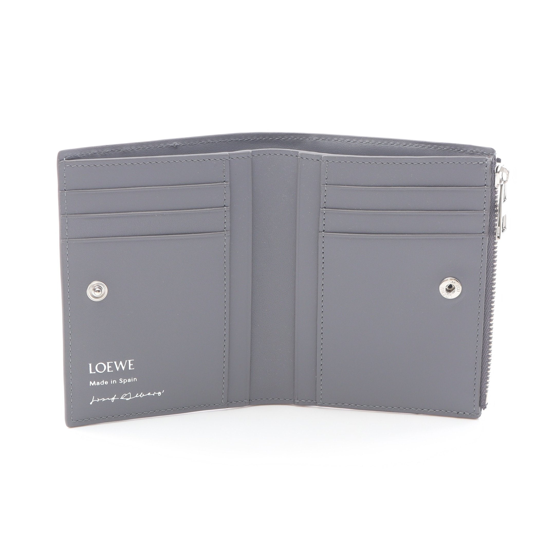 スリム コンパクトウォレット 二つ折り長財布 レザー グレー ボルドー