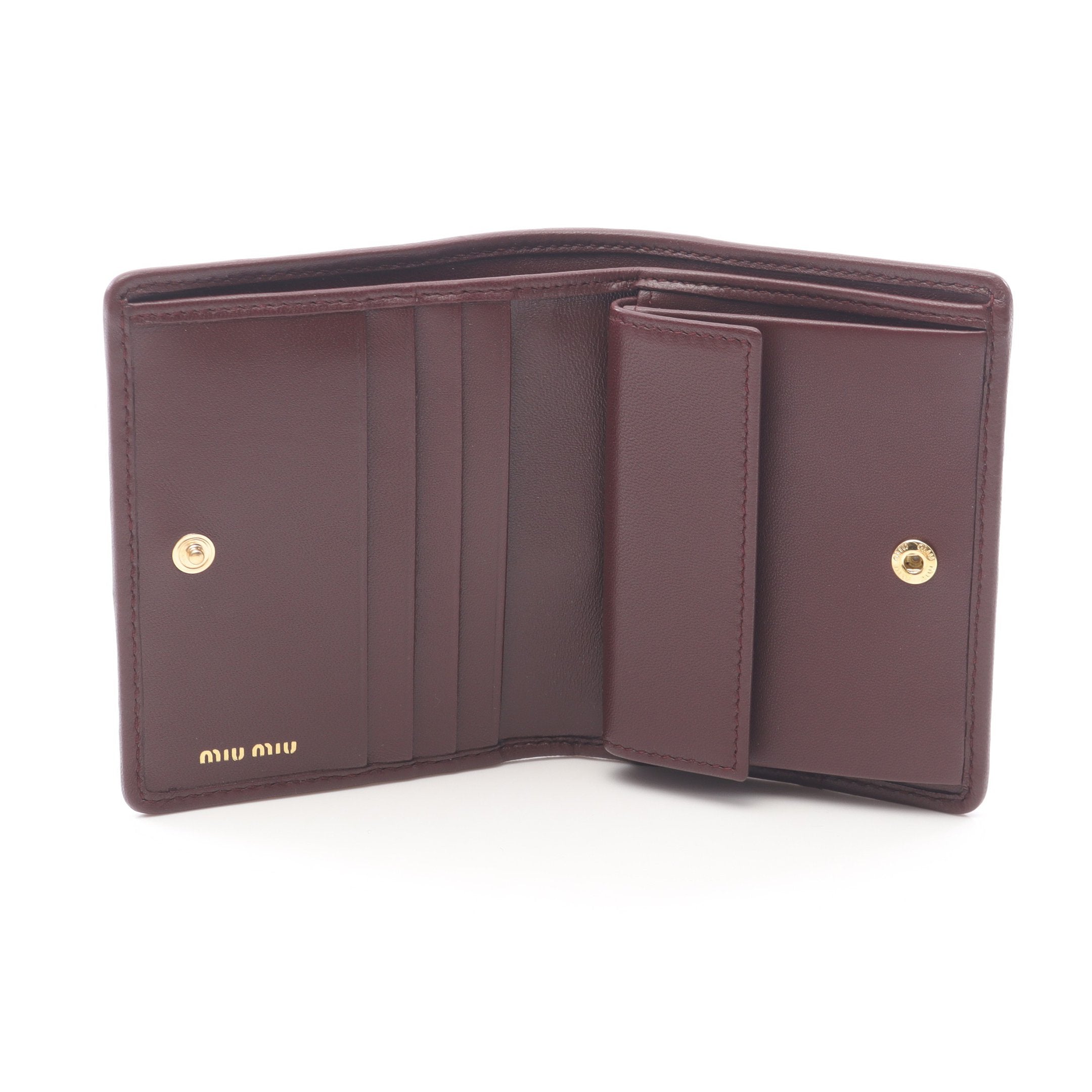 MATELASSE'MIU マテラッセ 二つ折り財布 レザー ボルドー ミュウミュウ