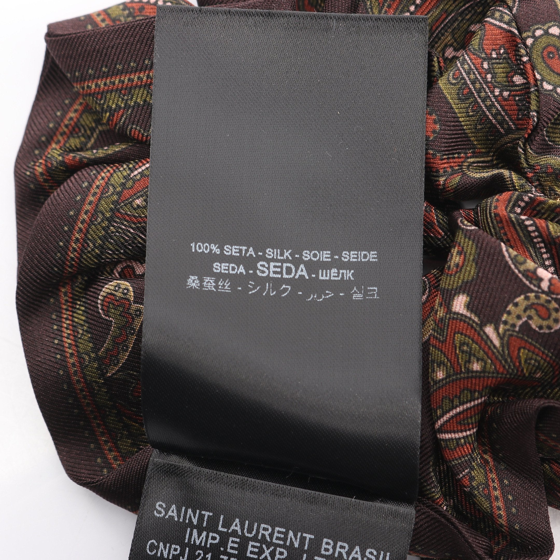 YSLモノグラム スクランチ シュシュ ヘアアクセサリー ペイズリー柄