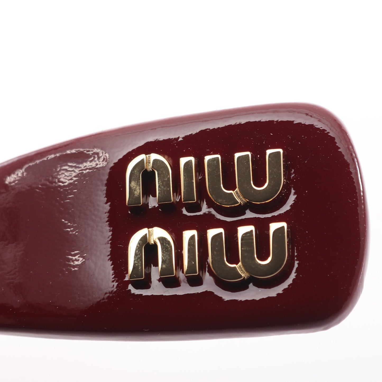 ヘアクリップ バレッタ エナメルレザー ボルドー ミュウミュウ アクセサリー miu miu