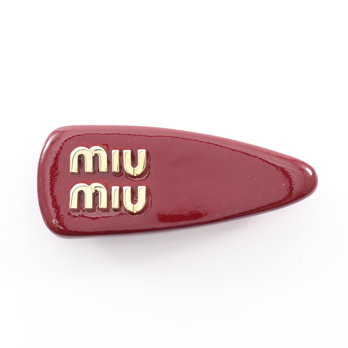 ヘアクリップ バレッタ エナメルレザー ボルドー ミュウミュウ アクセサリー miu miu
