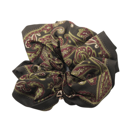 YSLモノグラム スクランチ シュシュ ヘアアクセサリー ペイズリー柄 シルク カーキグリーン マルチカラー サンローランパリ アクセサリー SAINT LAURENT PARIS