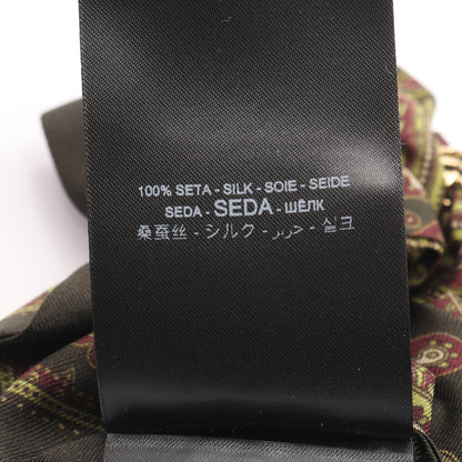 YSLモノグラム スクランチ シュシュ ヘアアクセサリー ペイズリー柄 シルク カーキグリーン マルチカラー サンローランパリ アクセサリー SAINT LAURENT PARIS