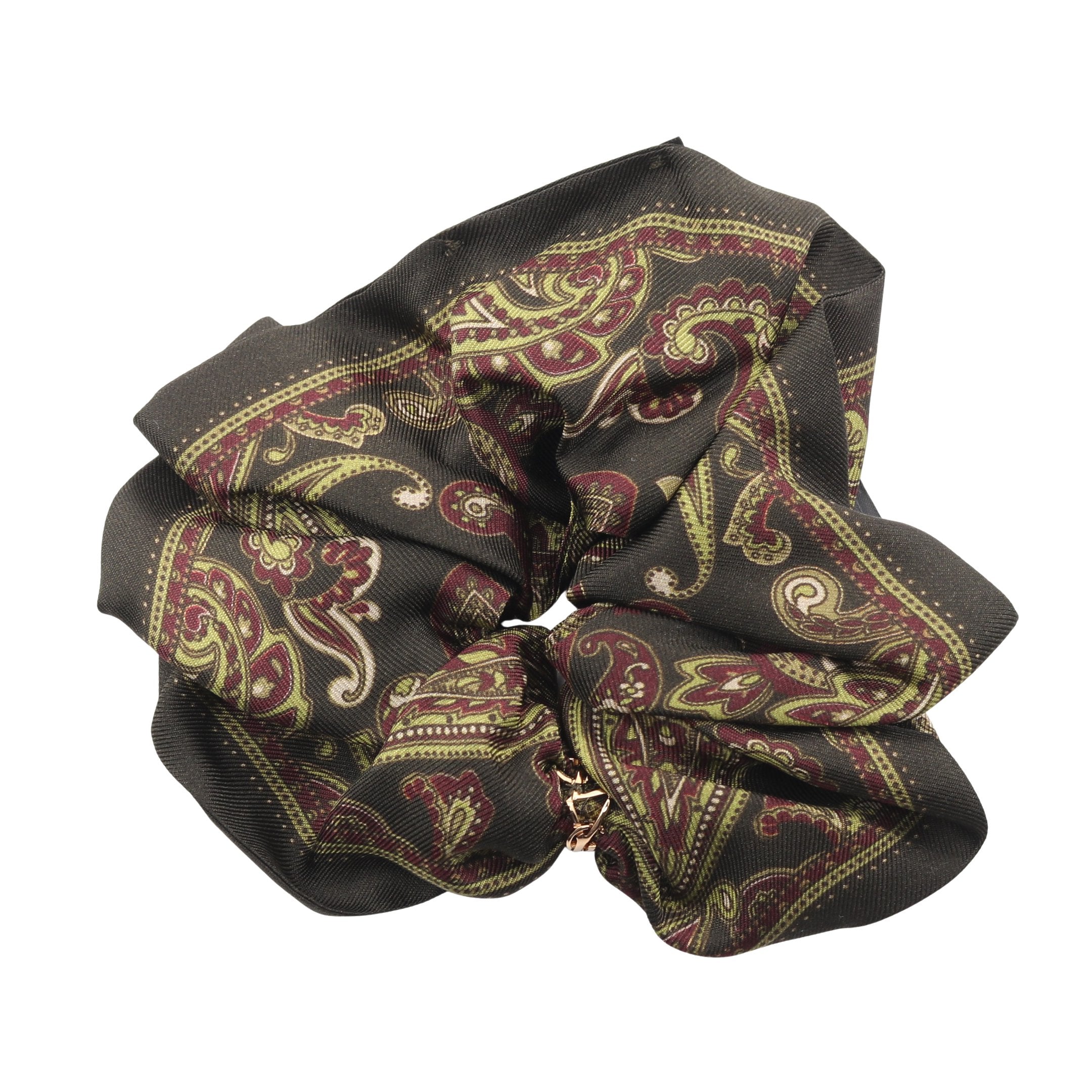 サンローラン シュシュ YSLモノグラム スクランチ シュシュ ヘアアクセサリー ペイズリー柄