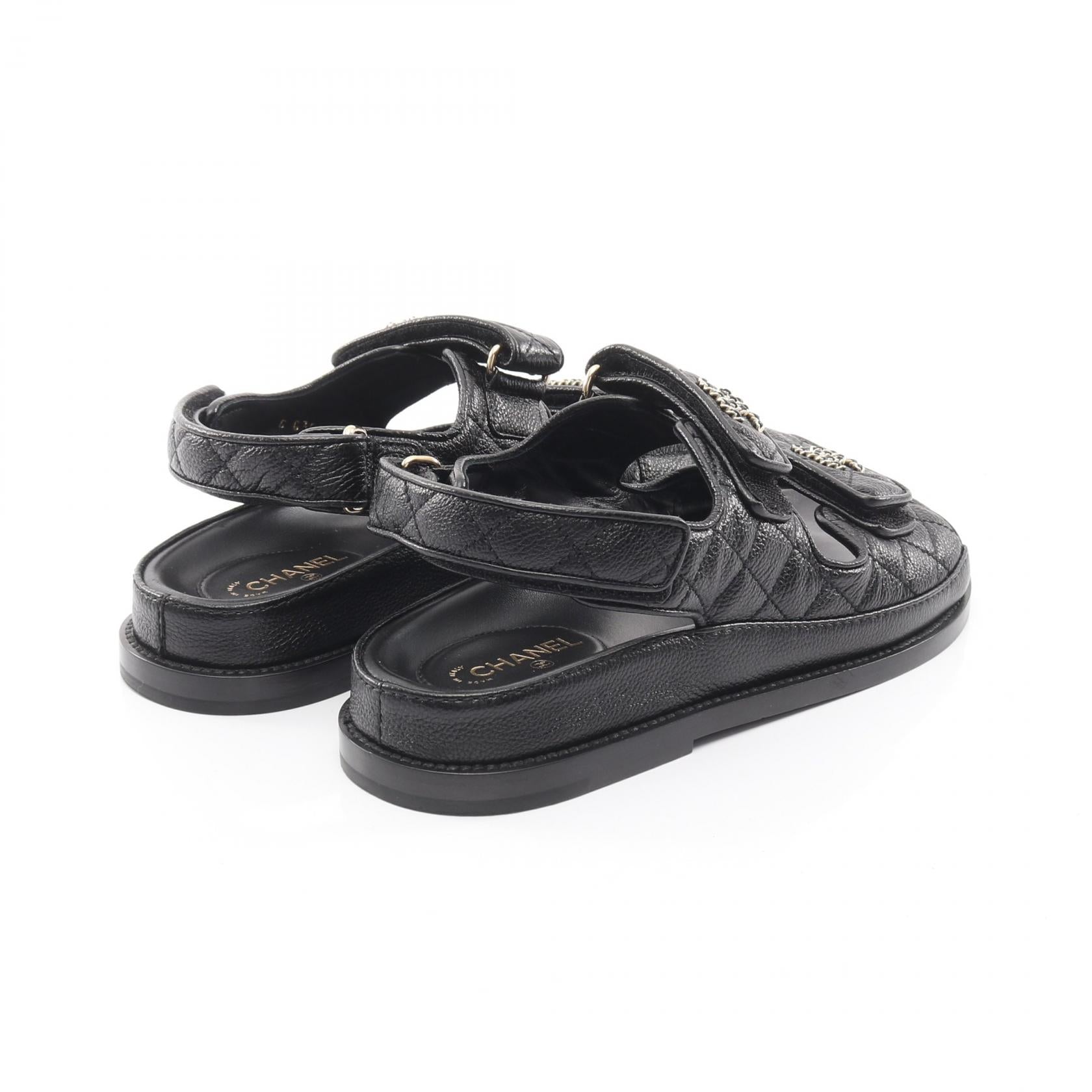 19 ディズヌフ マトラッセ サンダル レザー ブラック ベルクロ