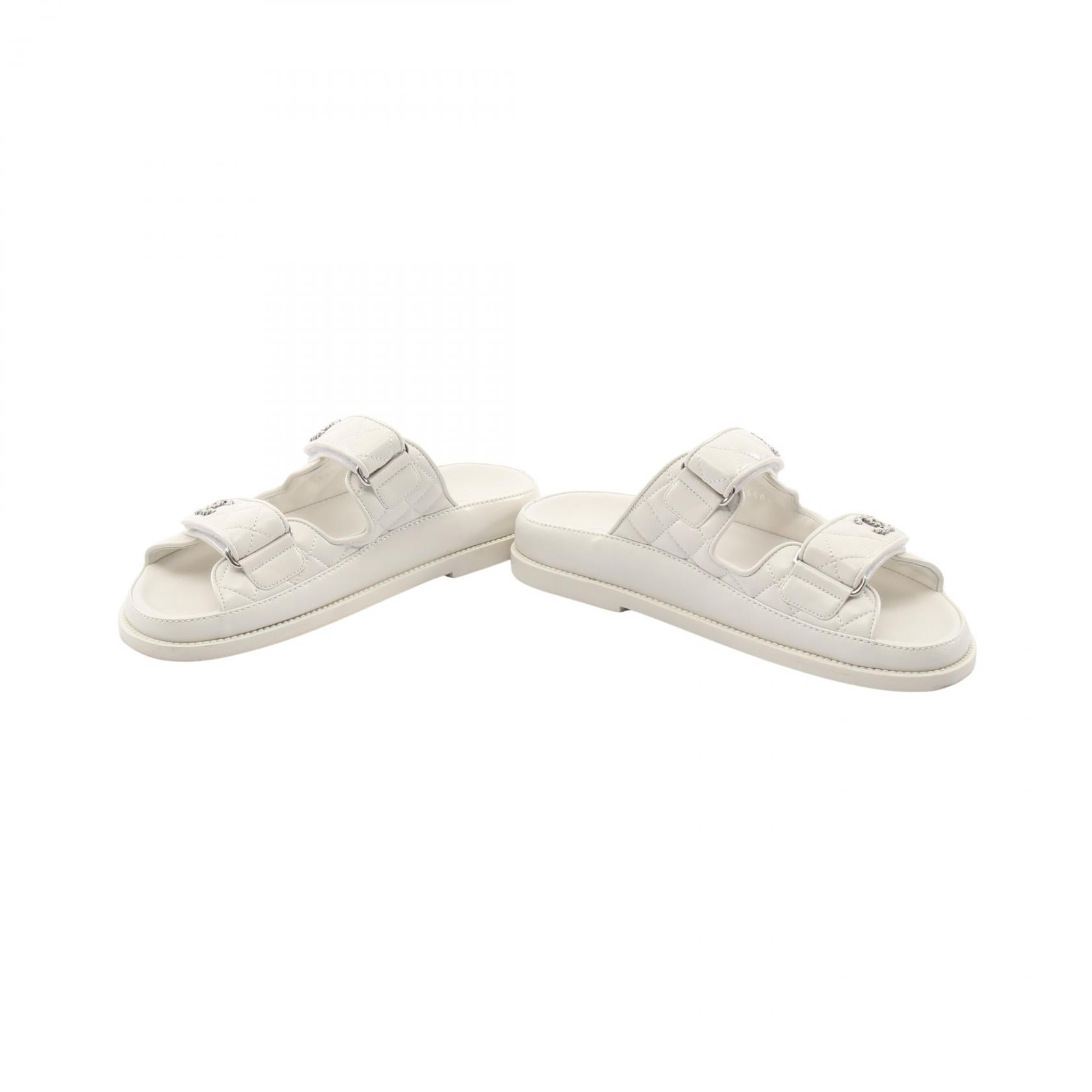 マトラッセ ココマーク サンダル レザー ホワイト シャネル – RECLO