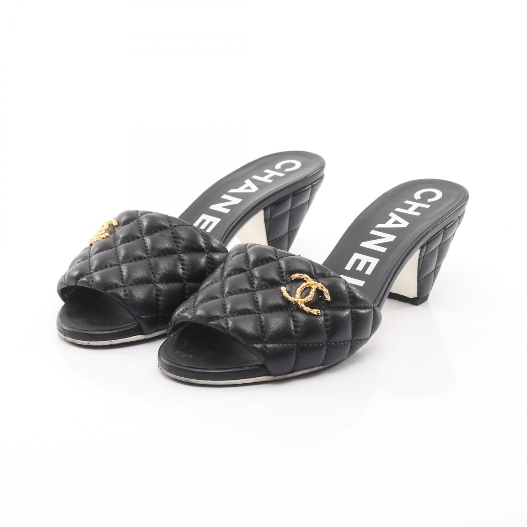 マトラッセ ココマーク サンダル レザー ブラック シャネル シューズ CHANEL