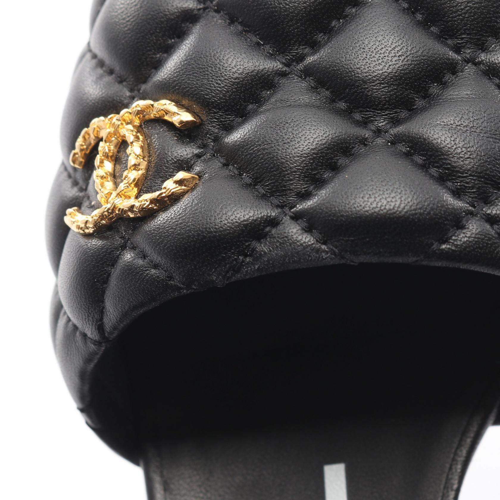 マトラッセ ココマーク サンダル レザー ブラック シャネル シューズ CHANEL