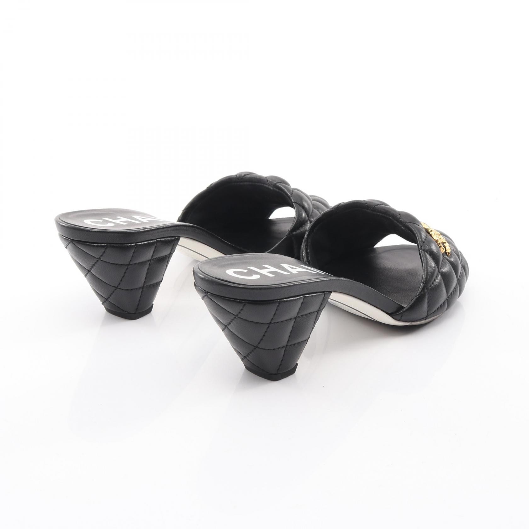 美品☆CHANEL ココマーク マトラッセ サボ サンダル マトラッセ ココマーク サンダル レザー ブラック シャネル – RECLO