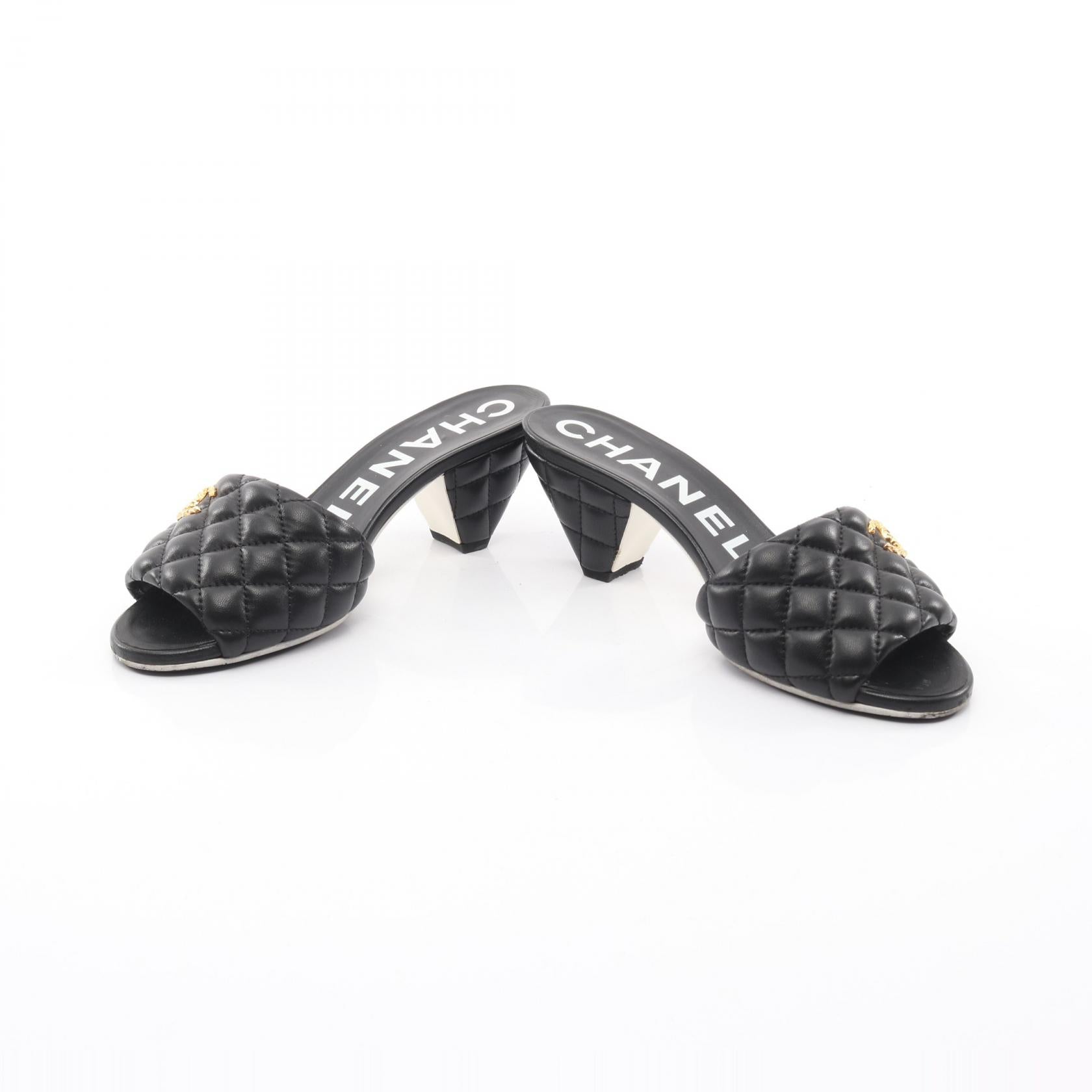 CHANEL♡シャネル マトラッセ ココマーク サンダル 正規品！ マトラッセ ココマーク サンダル レザー ブラック シャネル – RECLO