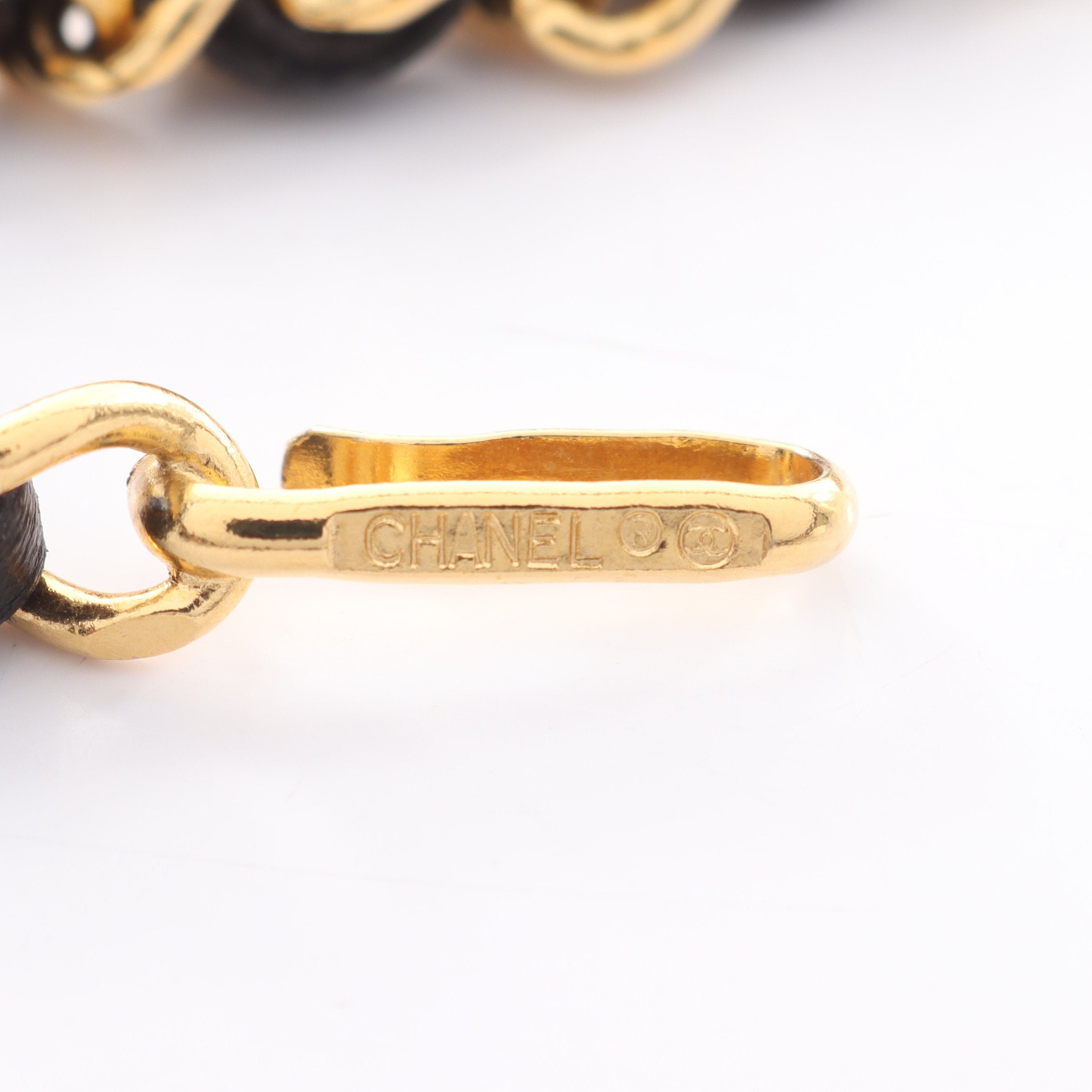 ココマーク チェーン ベルト GP レザー ブラック ゴールド 1982