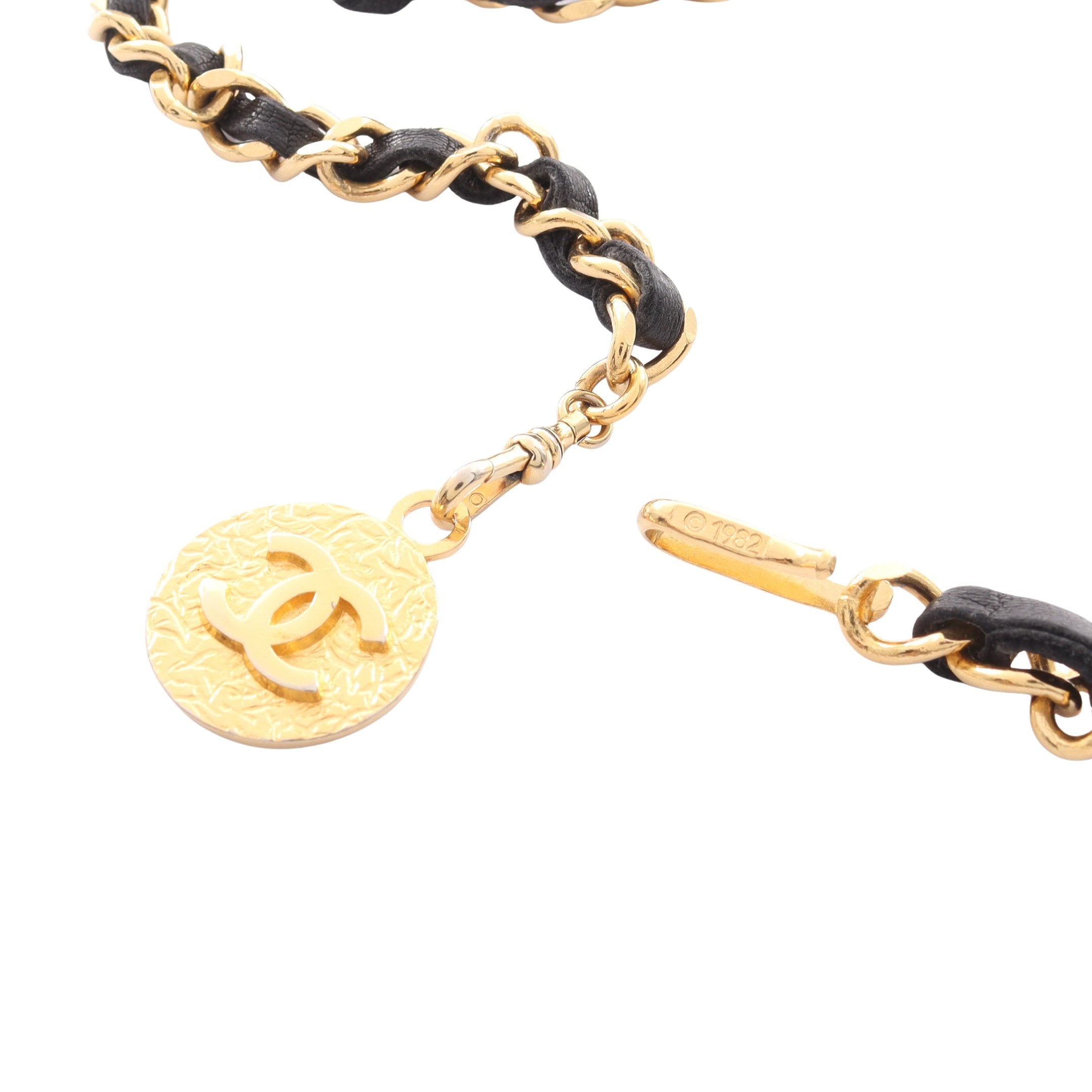 ココマーク チェーン ベルト GP レザー ブラック ゴールド 1982