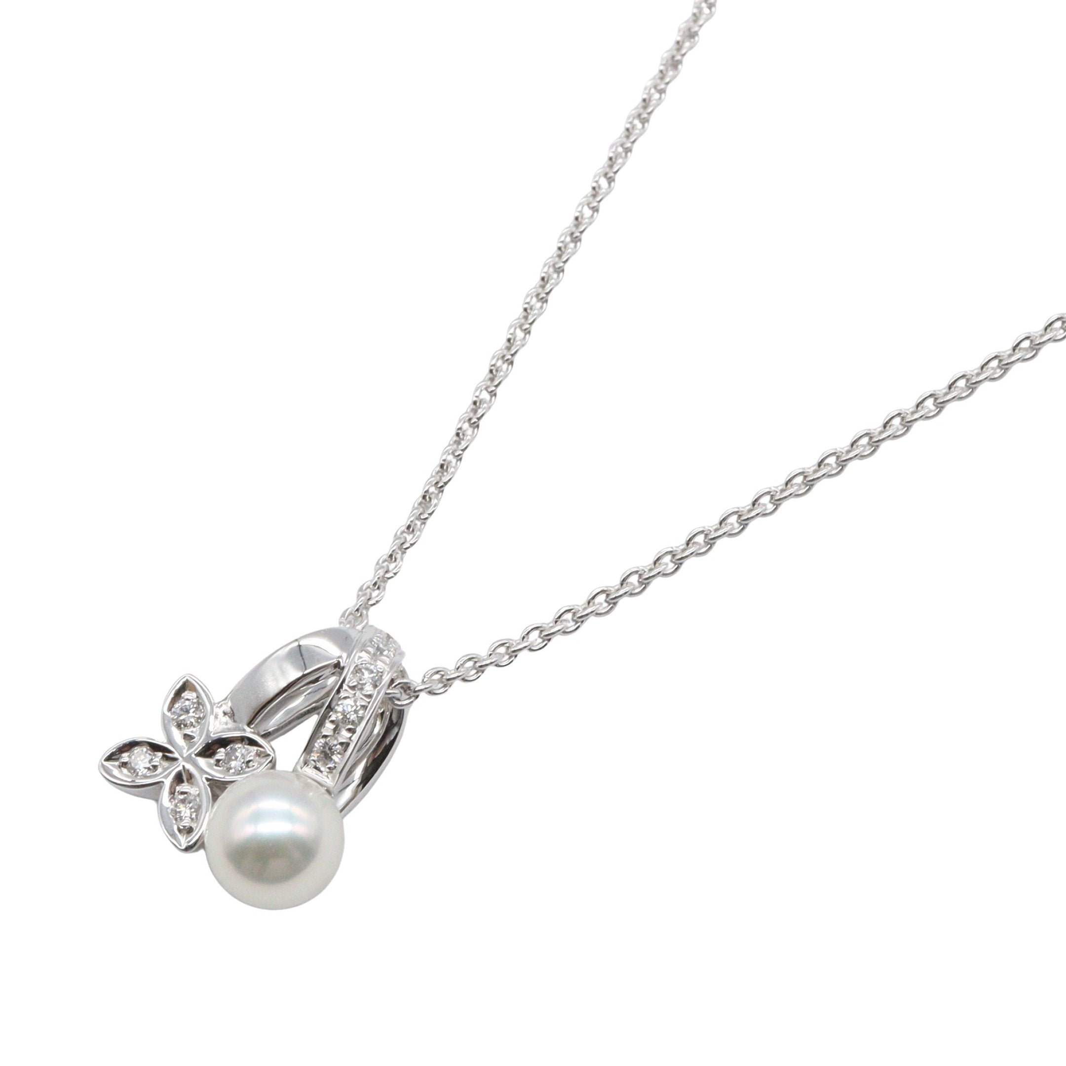 トップ K18WG パール ダイヤモンド ネックレス K18WGパール