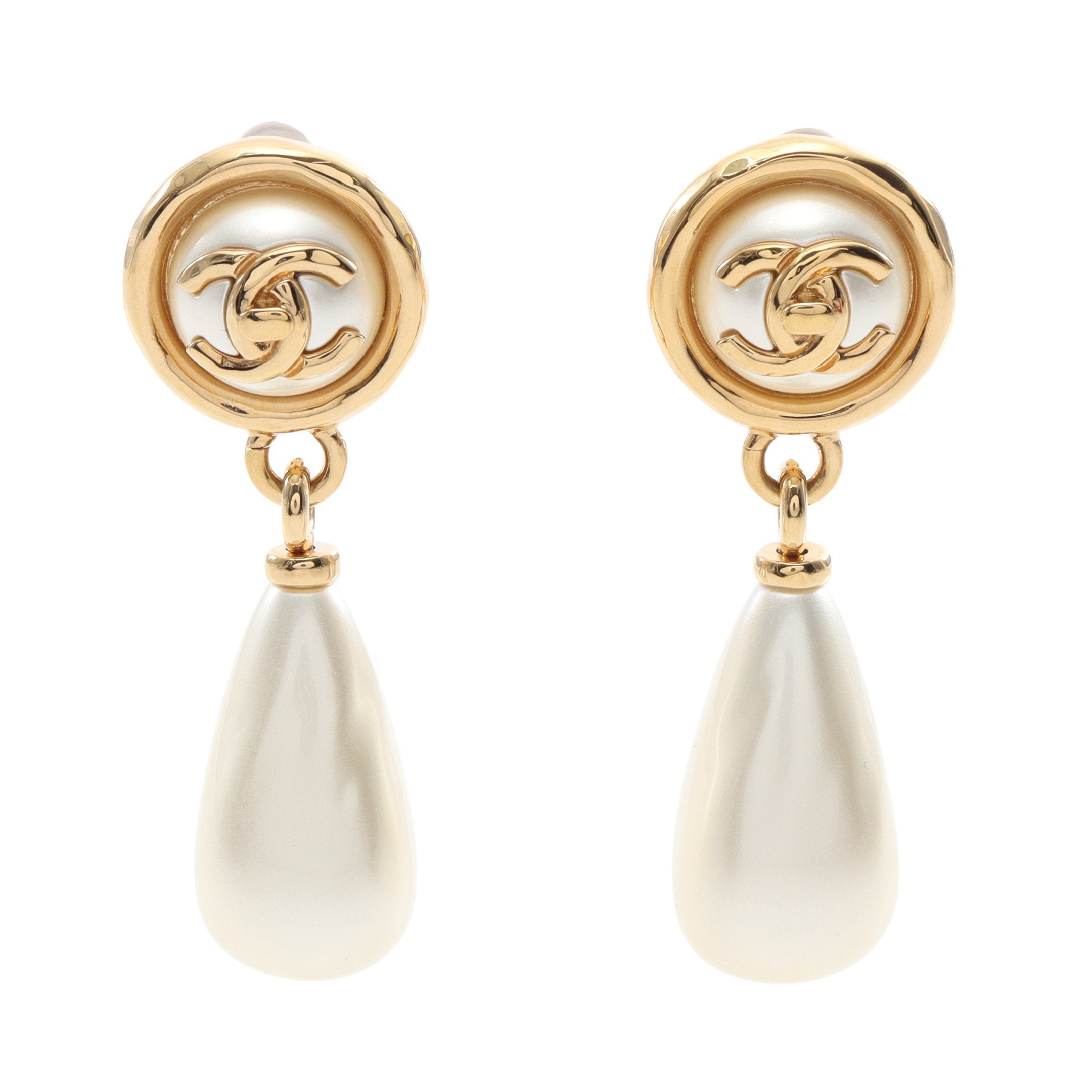 ココマーク イヤリング フェイクパール GP オフホワイト ゴールド B24A