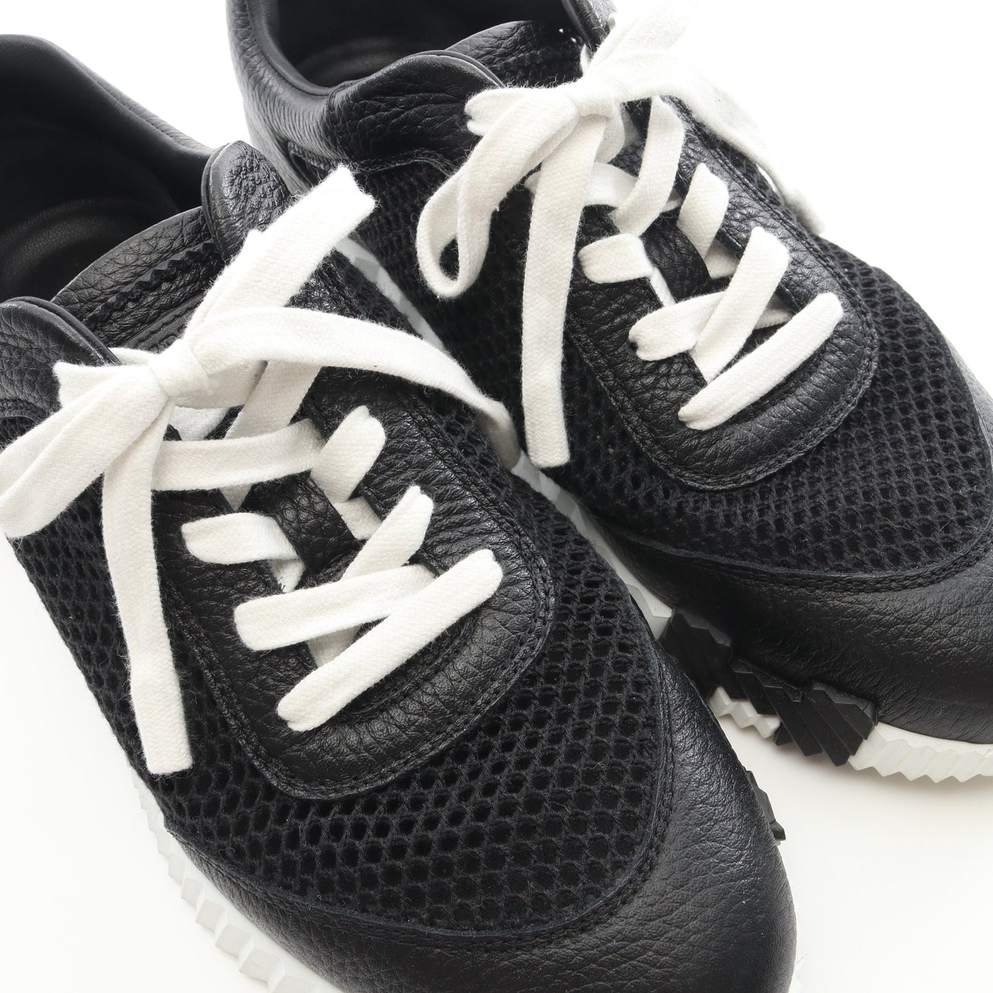 バウンシング スニーカー メッシュ レザー ブラック ホワイト イエローブラウン エルメス シューズ HERMES