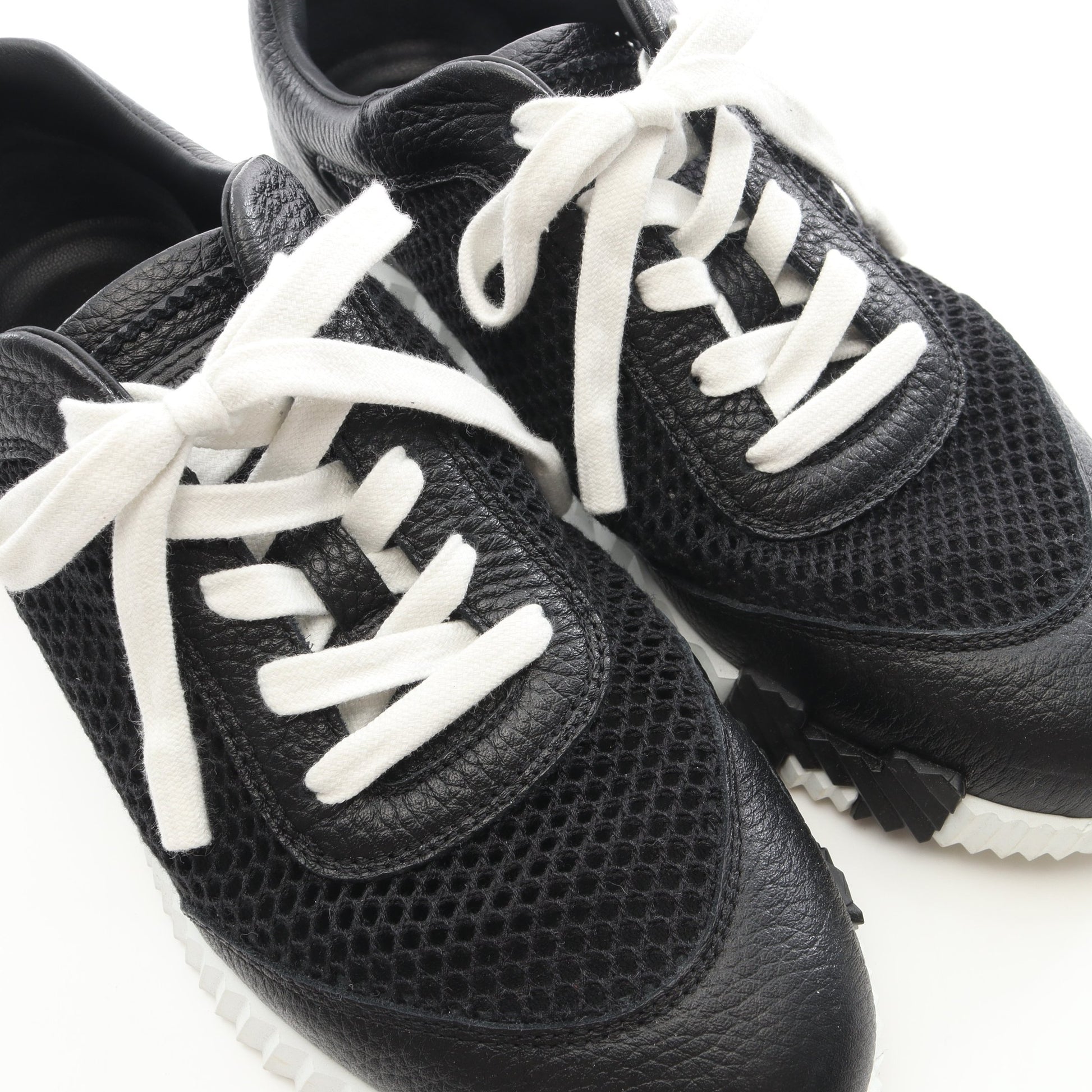 バウンシング スニーカー メッシュ レザー ブラック ホワイト イエローブラウン エルメス シューズ HERMES