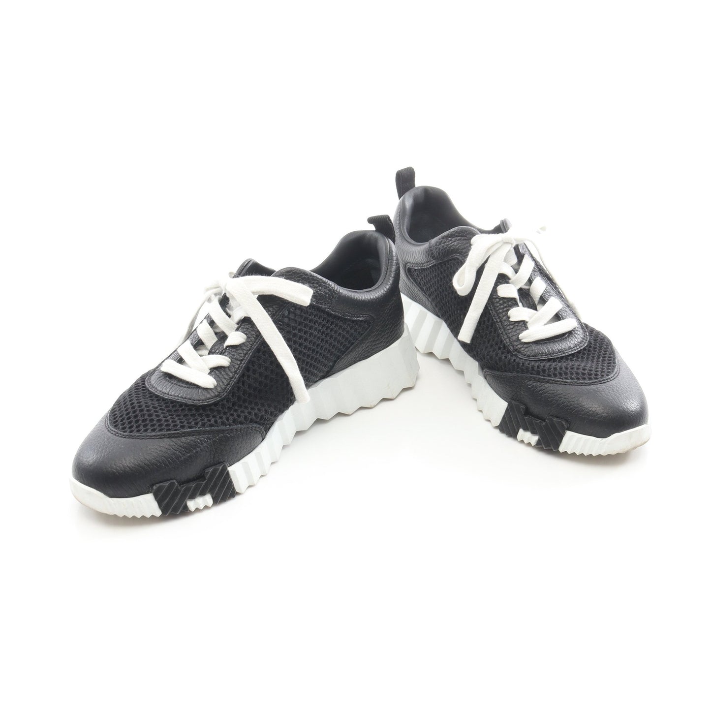 バウンシング スニーカー メッシュ レザー ブラック ホワイト イエローブラウン エルメス シューズ HERMES