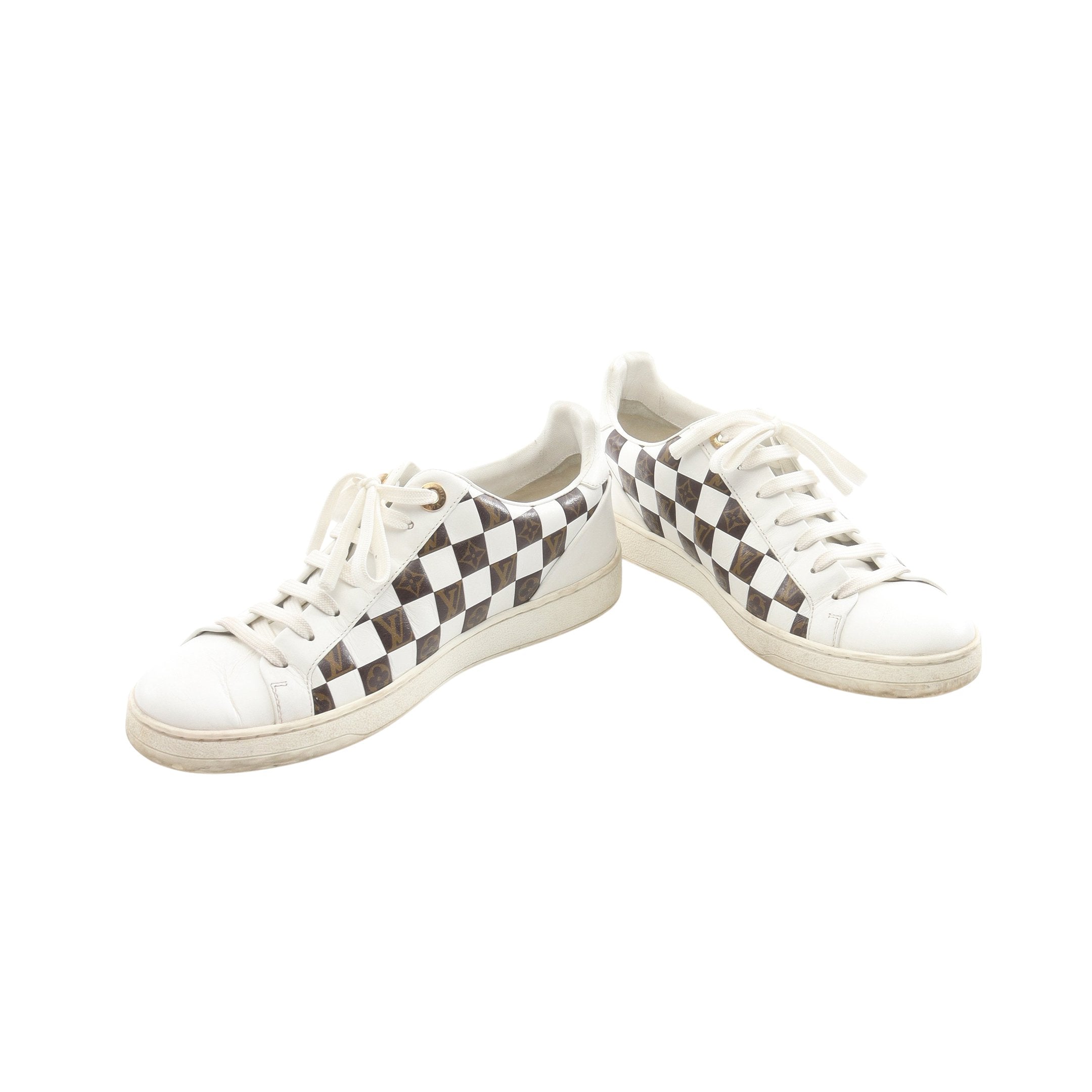 美品　Louis Vuitton フロントローライン　モノグラムスニーカー フロントローライン ダミエ モノグラム スニーカー レザー ホワイト