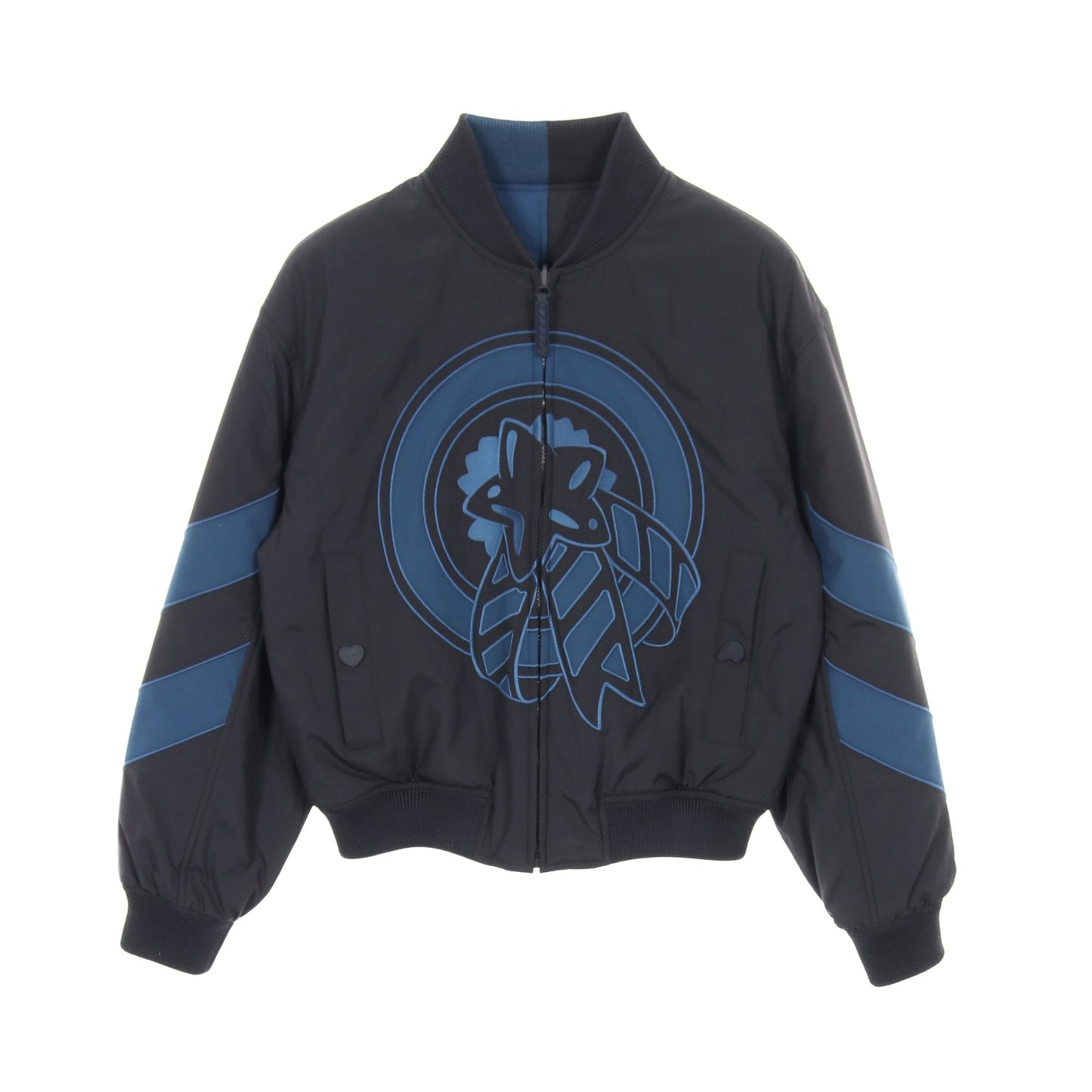 リバーシブル ブルゾン ブラック ブルー エルメス アウター HERMES