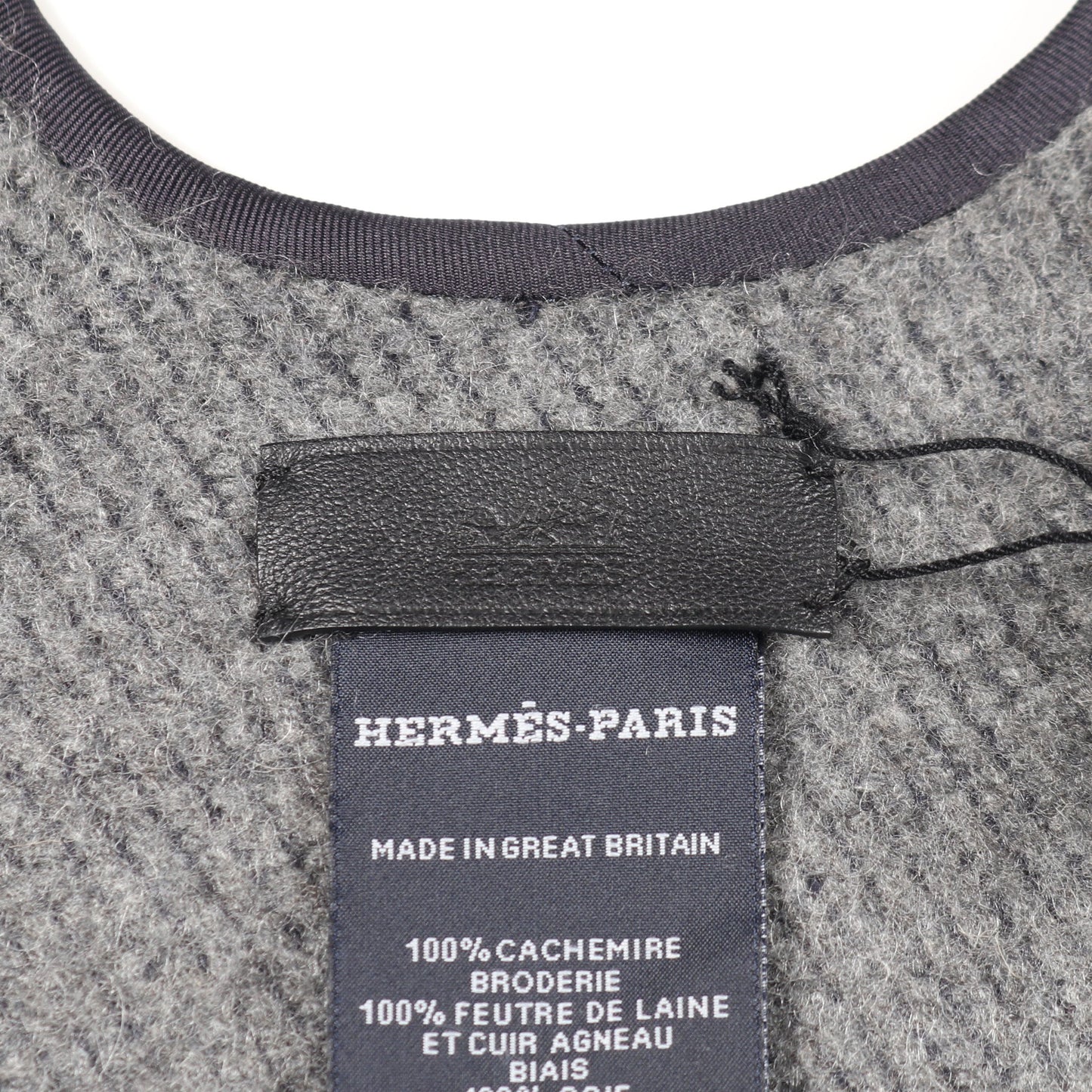 TAPIS DE SELLE ポンチョ カシミヤ ネイビー グレー エルメス アウター HERMES
