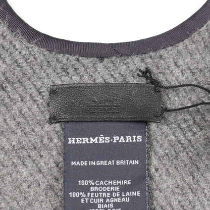 TAPIS DE SELLE ポンチョ カシミヤ ネイビー グレー エルメス アウター HERMES