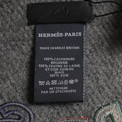 TAPIS DE SELLE ポンチョ カシミヤ ネイビー グレー エルメス アウター HERMES