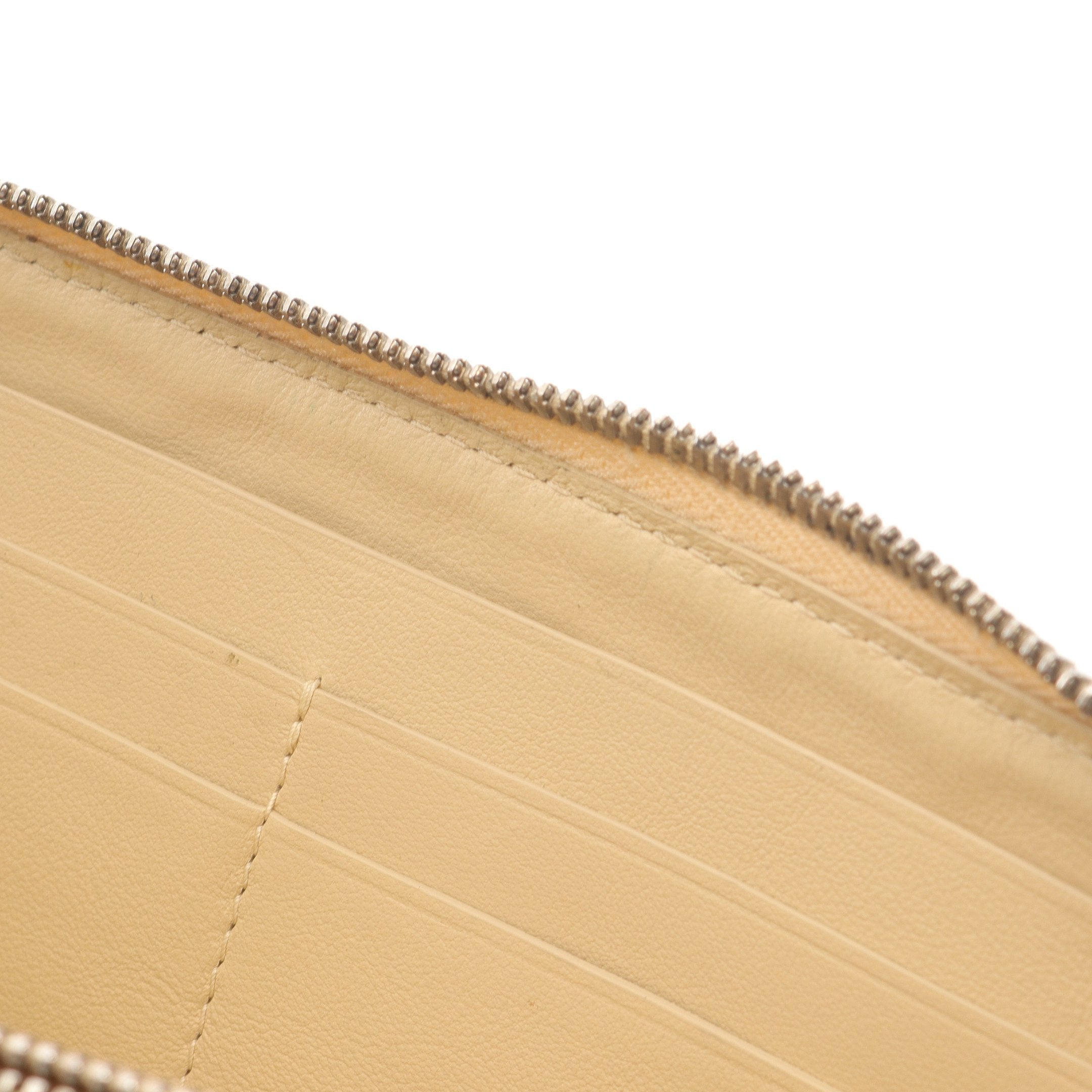 イントレチャート ラウンドファスナー長財布 レザー ベージュ ボッテガ