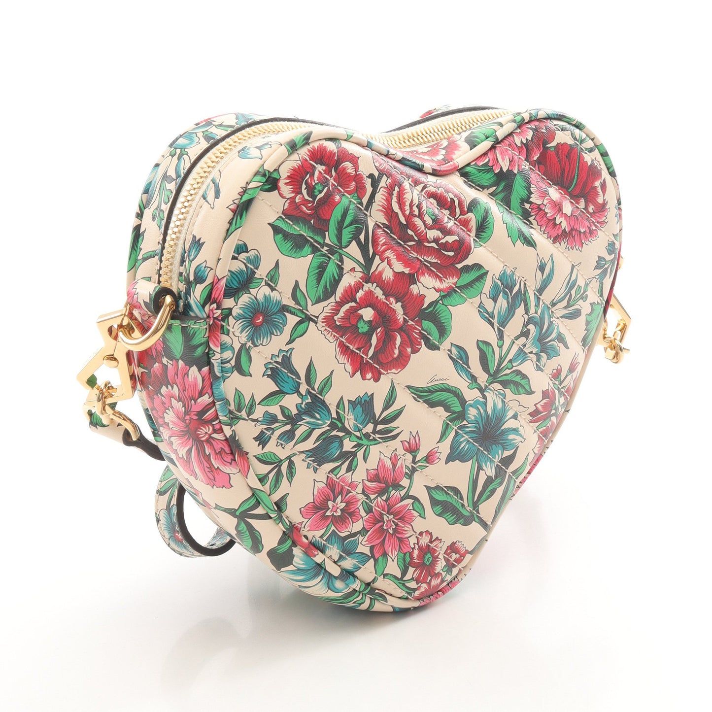 CHINA EXCLUSIVE ハート ショルダーバッグ 花柄 レザー アイボリー グリーン ピンク グッチ バッグ GUCCI