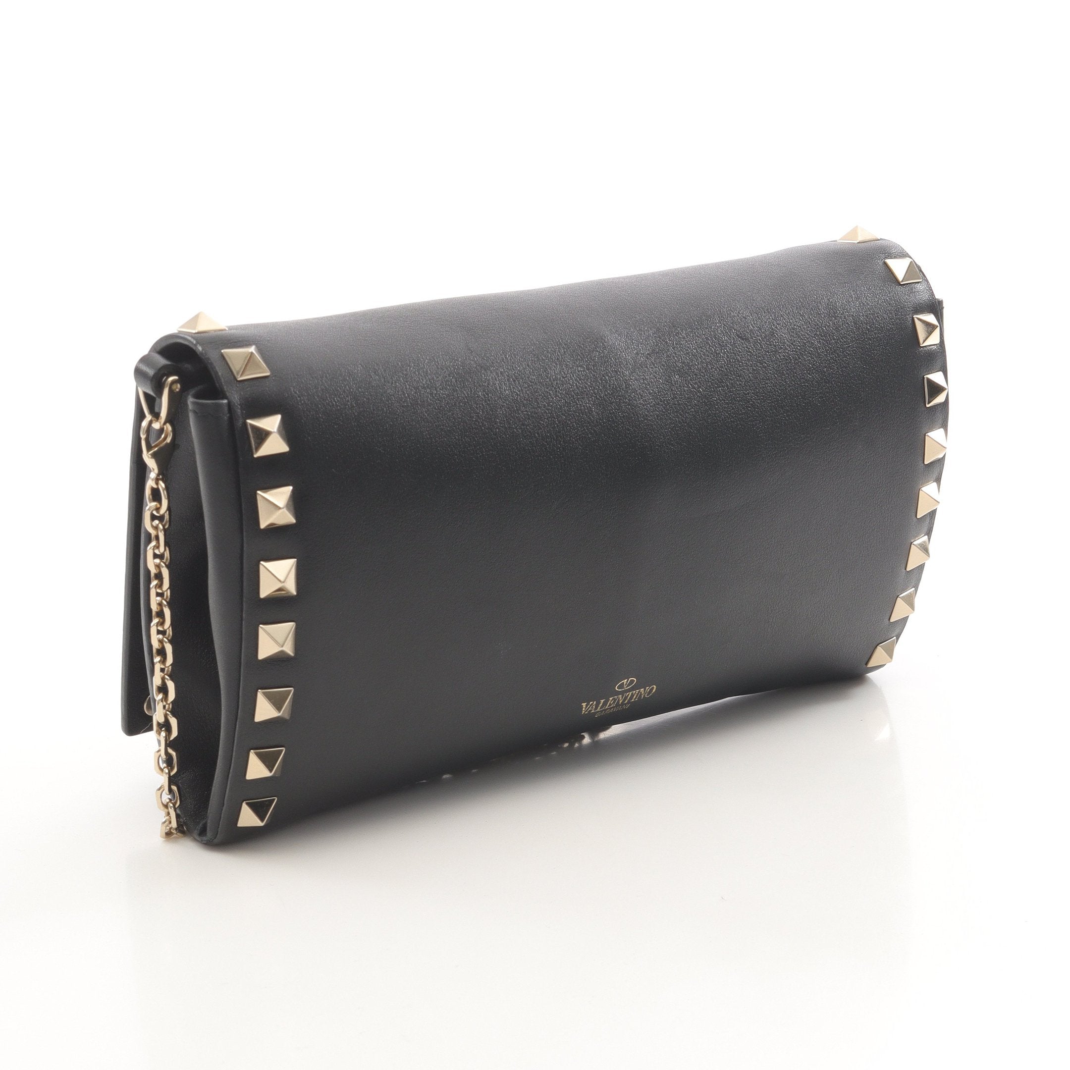 ロックスタッズ チェーンウォレット レザー ブラック ヴァレンティノ
