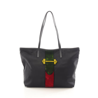 カイエトロンプルイユ ショルダーバッグ トートバッグ ナイロン サフィアーノレザー ブラック マルチカラー プラダ バッグ PRADA