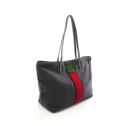 カイエトロンプルイユ ショルダーバッグ トートバッグ ナイロン サフィアーノレザー ブラック マルチカラー プラダ バッグ PRADA